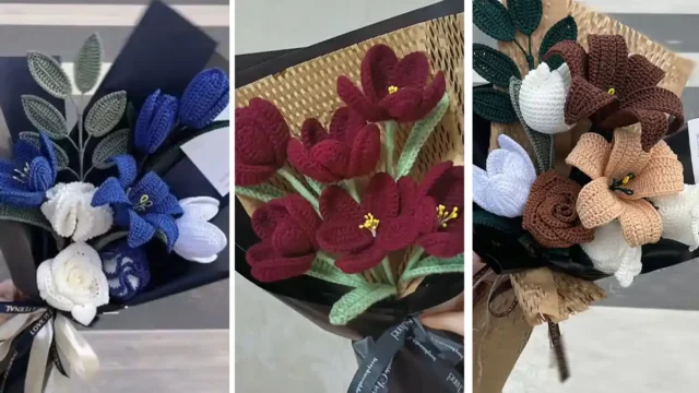طرح دسته گل بافتنی |  تزیینی خاص و ماندگار