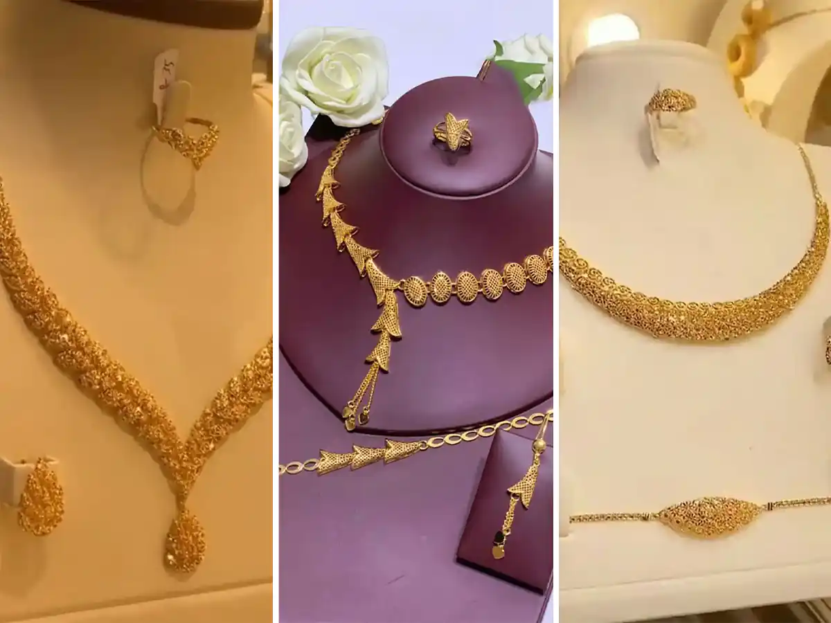 سرویس طلا لاکچری سرویس طلا ظریف سرویس طلا سفید قیمت سرویس طلا عروس ۱۴۰۲ سرویس طلا عروس جدید