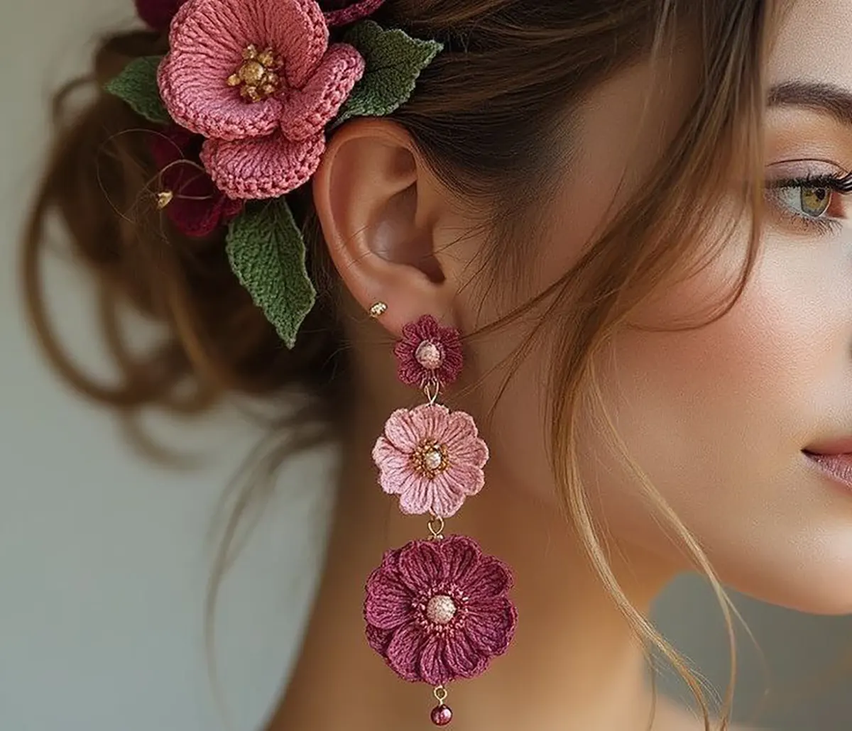 گوشواره آویز بافتنی 