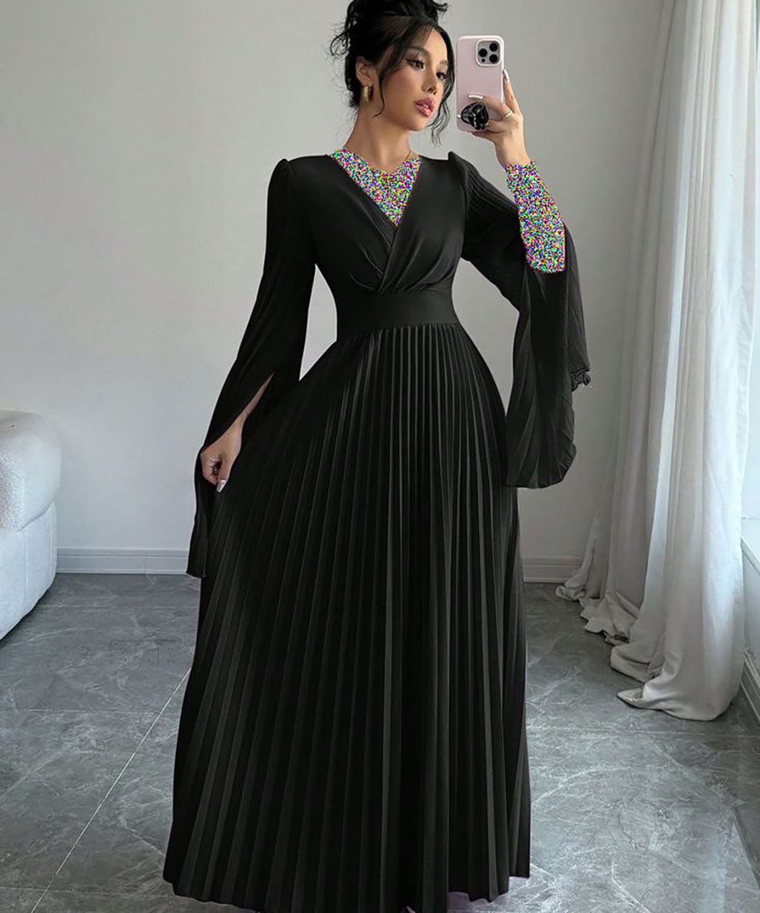 تزیین لباس مجلسی مشکی ساده