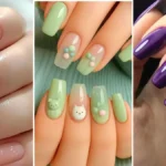 کلاژ طرح ناخن ژله‌ای شفاف و صدفی در سه رنگ