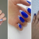 کلاژ سه مدل طرح ناخن آبی یخی