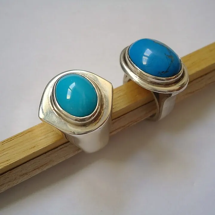 مدل انگشتر نقره با نگین فیروزه آبی