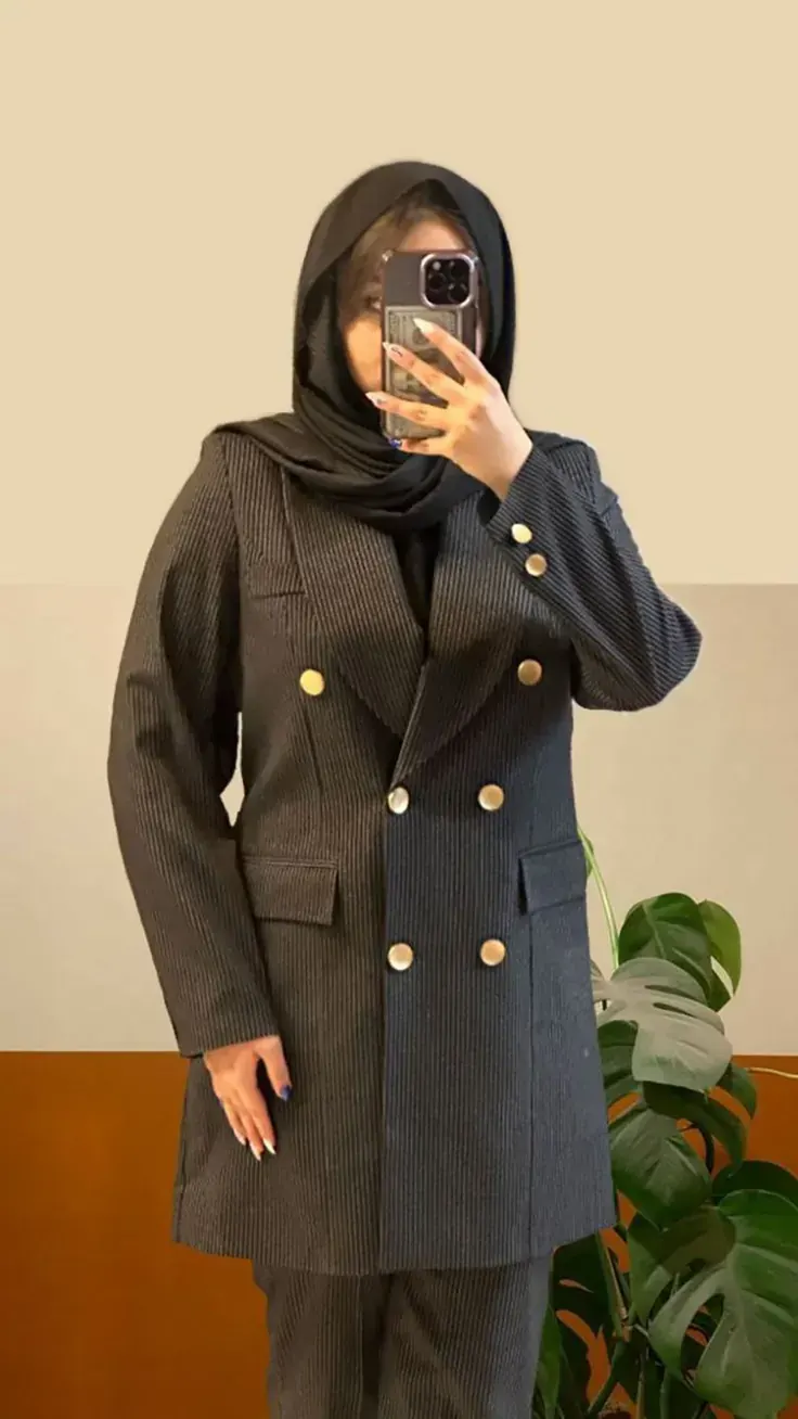 بلیزر پشمی اورسایز زنانه با پوشش کامل
